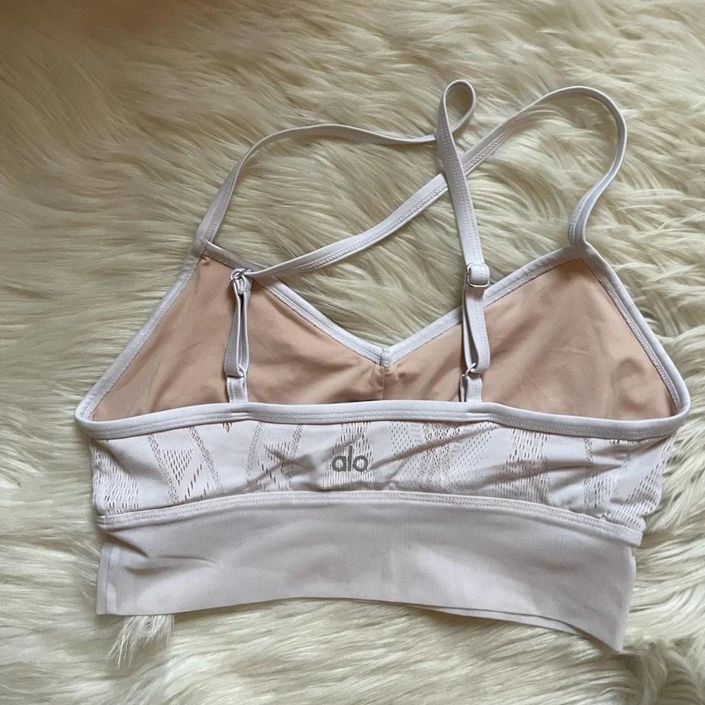 ALO Yoga Blush Pink Lace-Detail Bralette